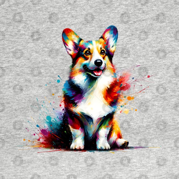 Joyful Colorful Splash Cardigan Welsh Corgi Portrait by ArtRUs